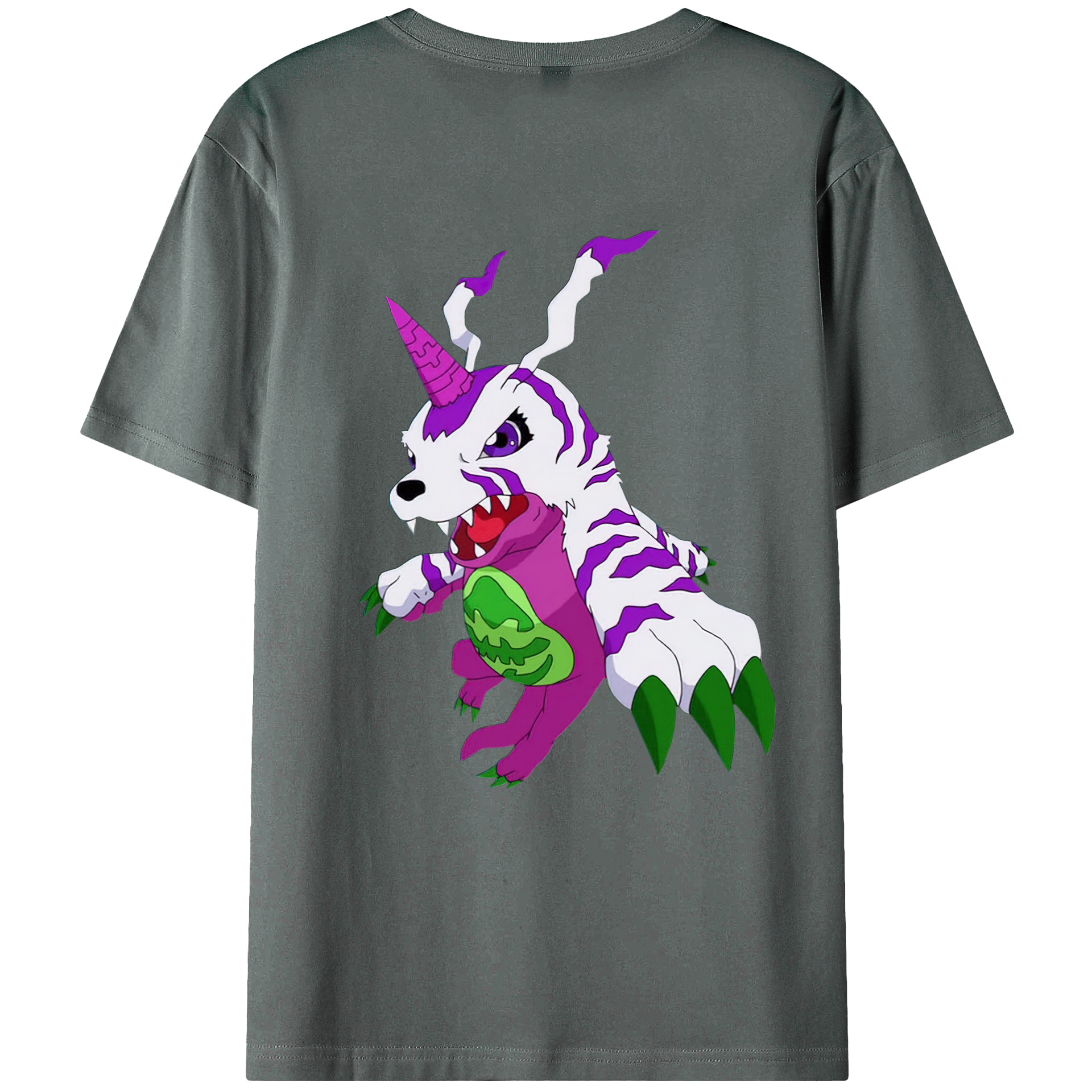 （画像用） Digimon デジタルモンスター/デジモン 綿100％ メンズ半袖Tシャツ（バックプリント） 通気性